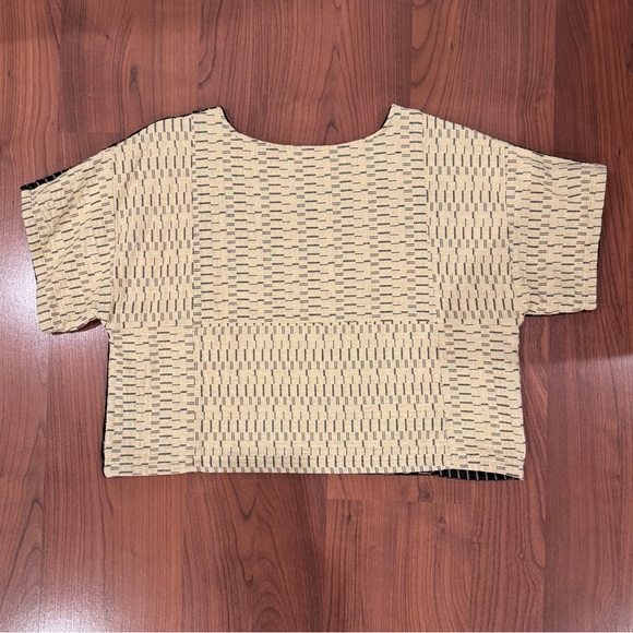 Ace & Jig Tops - Ace & Jig Beige and Black Woven Blouse